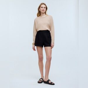 Madewell Women’s Clean Pull-On Shorts in 100% Linen NO929 Sz XXS In Black NWT